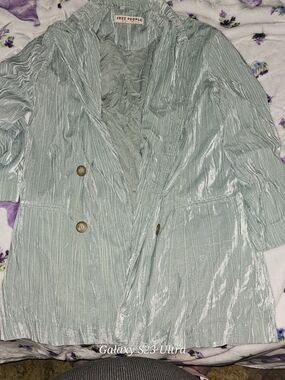 Free People Light Mint Shimmer Jacket
